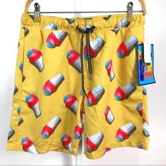 Surf Society Mens Yellow Snow Cone Swim 